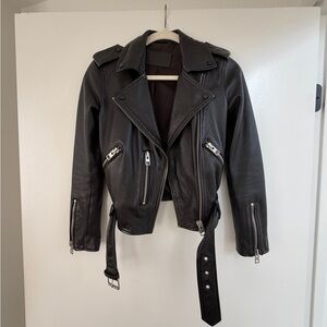 All Saints Balfern Black Leather Jacket Size 00